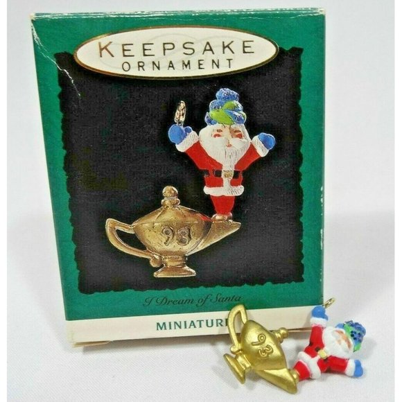 SANTA GENIE 1993 Handcrafted Hallmark Keepsake Miniature Ornament Collectible - Picture 1 of 2